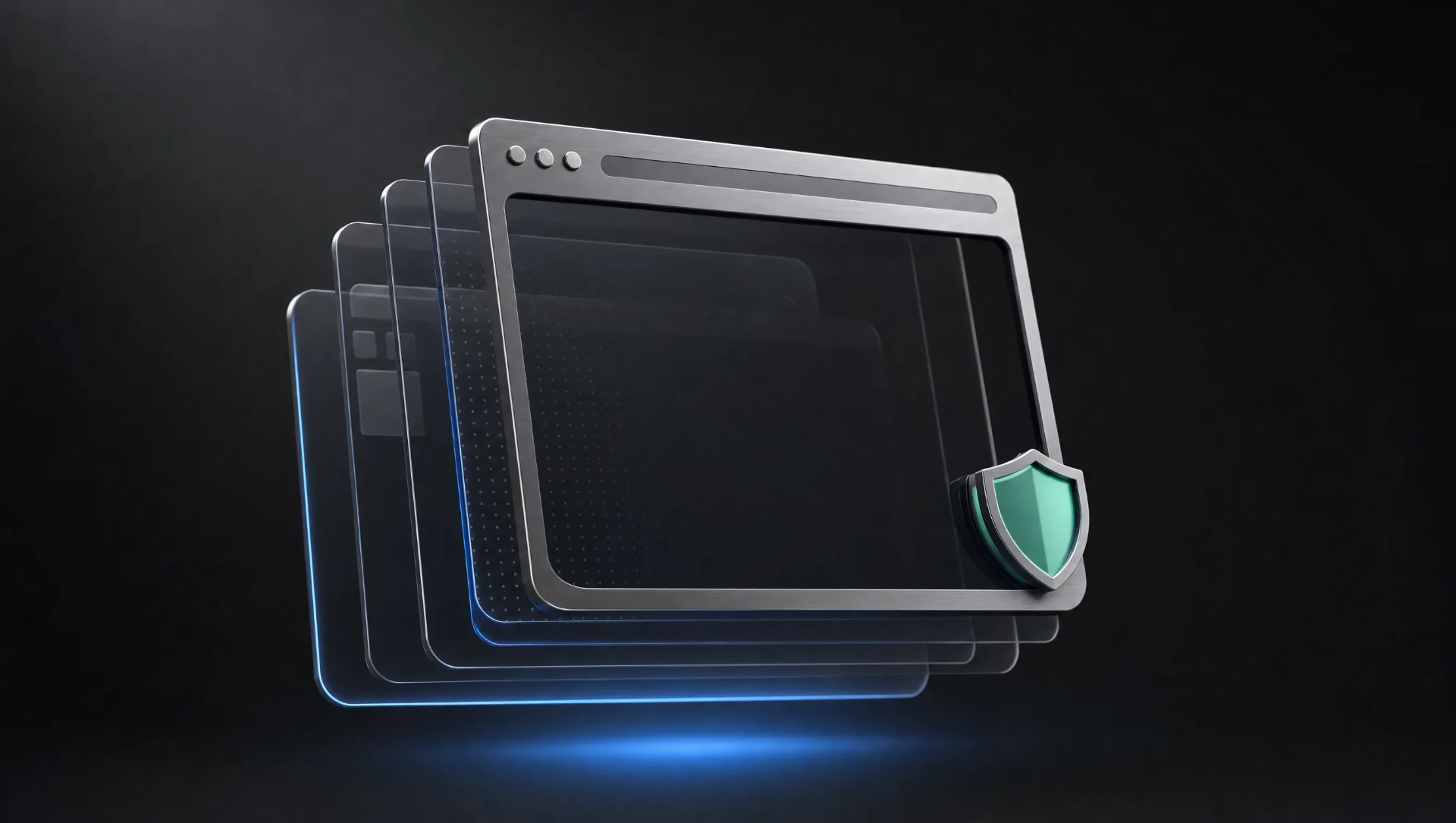 Website design, hosting and security layered browser illustration