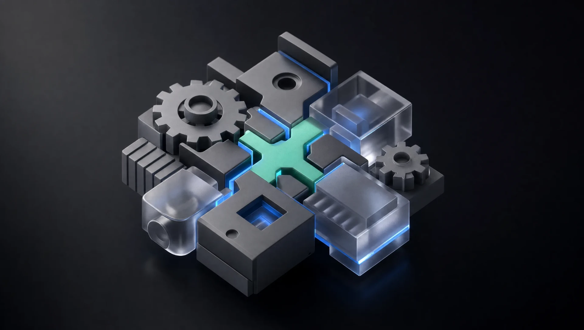 Business systems design and integration modular gears illustration