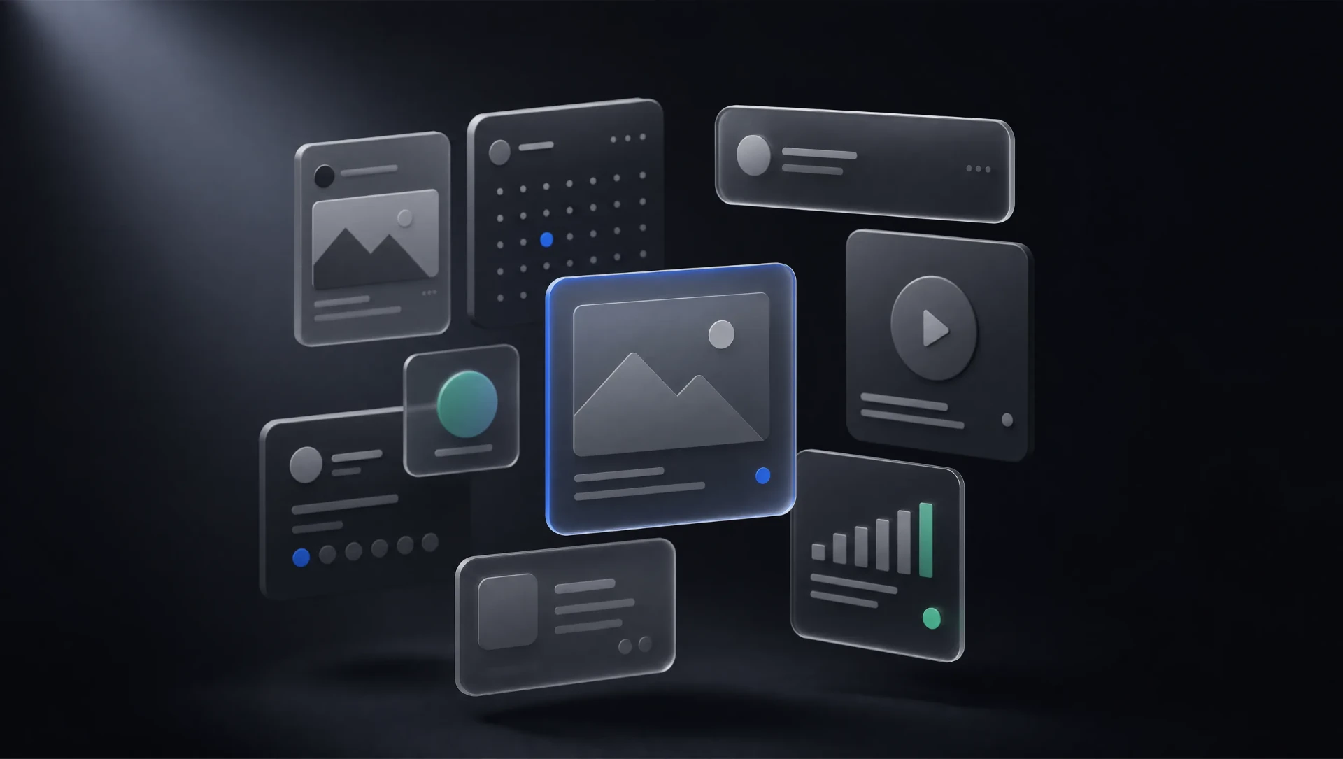 Social media content management cards illustration